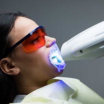 Patient receiving zoom teeth whitening