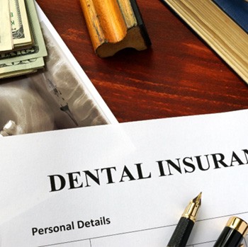 Dental insurance form on a table