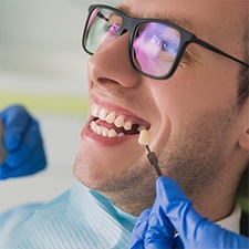 Smile missing single tooth before dental implant restoration