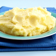 Mashed potatoes on a plate and napkin