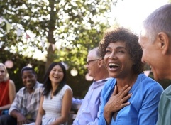 Laughing group of family and friends