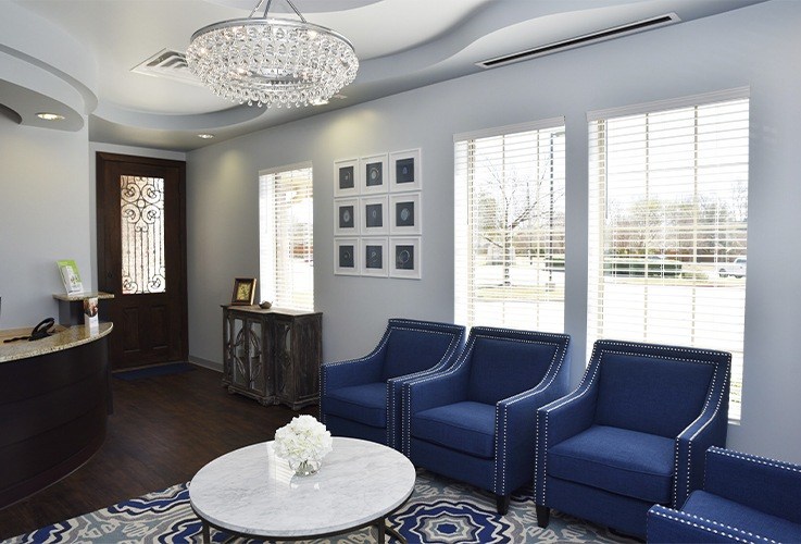 Dental office entrway and reception area