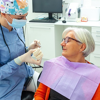 Older woman visiting her dentist 